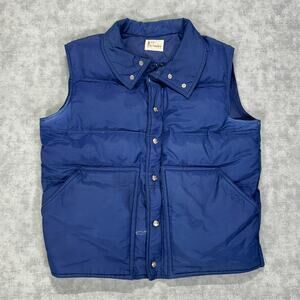 VTG 1st Down SLC Utah gorpcore retro goose down puffer vest navy blue mens XL